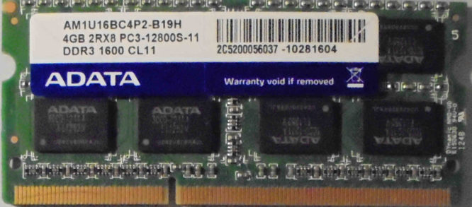 4GB 2Rx8 PC3-12800S-11 ADATA