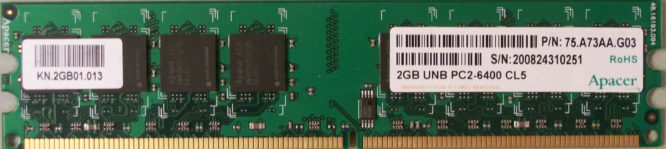 2GB PC2-6400 CL5 Apacer