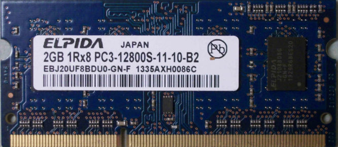 Elpida 2GB 1Rx8 PC3-12800S-11-10-B2 