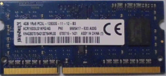 Kingston 4GB 1Rx8 PC3L-12800S-11-12-B3
