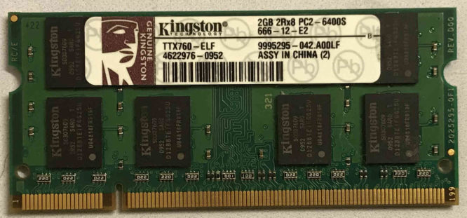 2GB 2Rx8 PC2-6400S-666-12-E2 Kingston