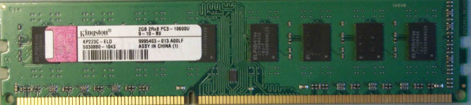 Kingston 2GB 2Rx8 PC3-10600U-9-10-B0