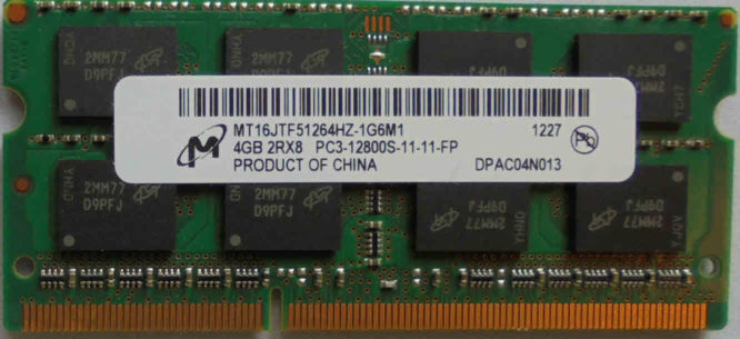 Micron 4GB 2Rx8 PC3-12800S-11-11-FP