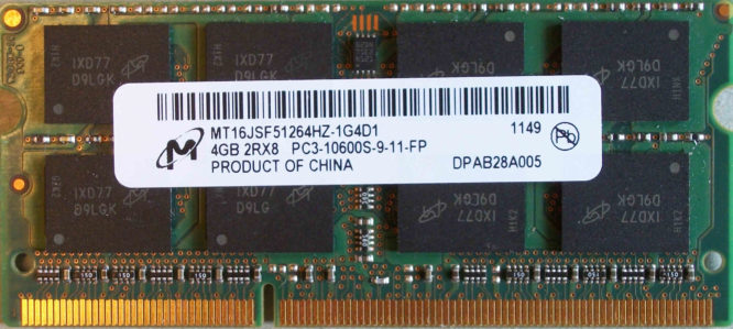 Micron 4GB 2Rx8 PC3-10600S-9-11-FP