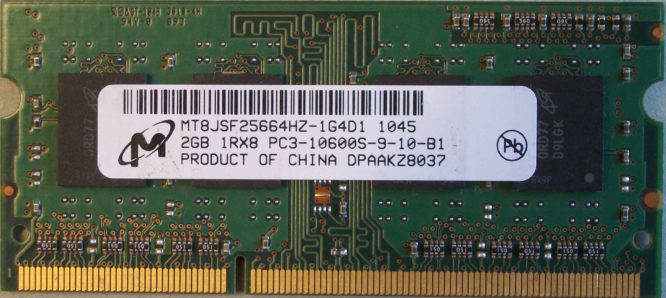 Kingston 2GB 2Rx8 PC3-10600S-9-10-F0