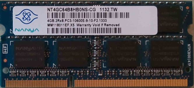 Nanya 4GB 2Rx8 PC3-10600S-9-10-F2.1333
