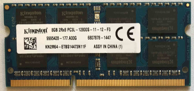 8GB 2Rx8 PC3L-12800S-11-12-F3 Kingston