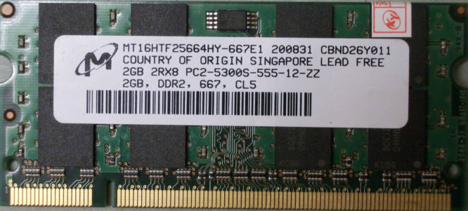 2GB 2Rx8 PC2-5300S-555-12-ZZ Micron
