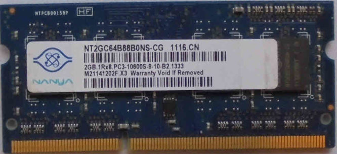 Nanya 2GB 1Rx8 PC3-10600S-9-10-B2.1333