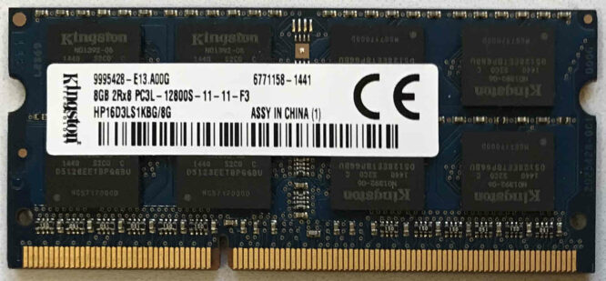 8GB 2Rx8 PC3L-12800S-11-11-F3 Kingston