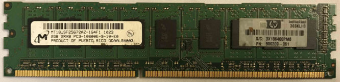 2GB 2Rx8 PC3-10600E-9-10-E0 Micron