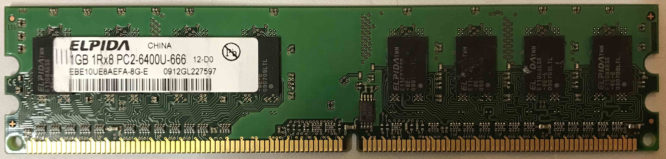 1GB 1Rx8 PC2-6400U-666 Elpida