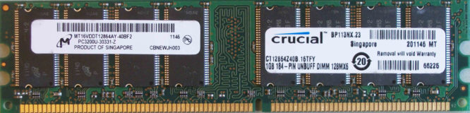 Micron 1GB PC3200U 400MHz 184pins