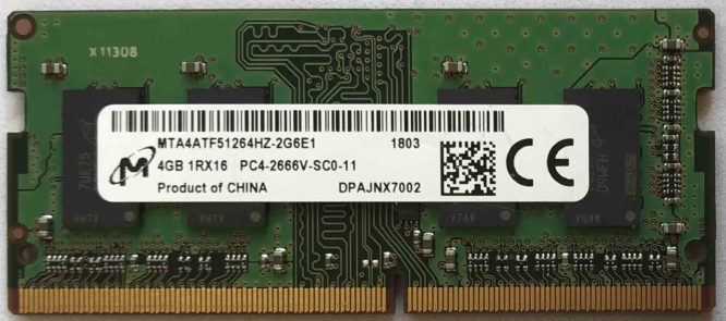 Micron 4GB 1Rx16 PC4-2666V-SC0-11