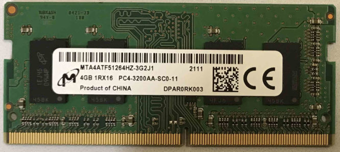 Micron 4GB 1Rx16 PC4-3200AA-SC0-11