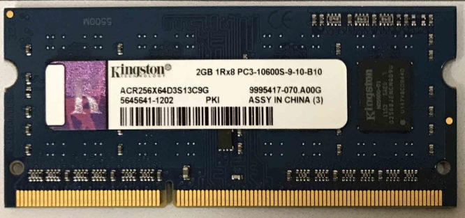 Kingston 2GB 1Rx8 PC3-10600S-9-10-B10