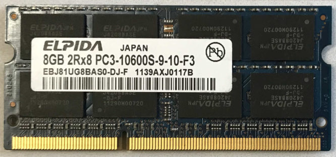 Elpida 8GB 2Rx8 PC3-10600S-9-10-F3