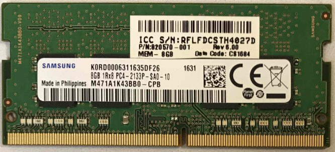 Samsung 8GB 1Rx8 PC4-2133P-SA0-10