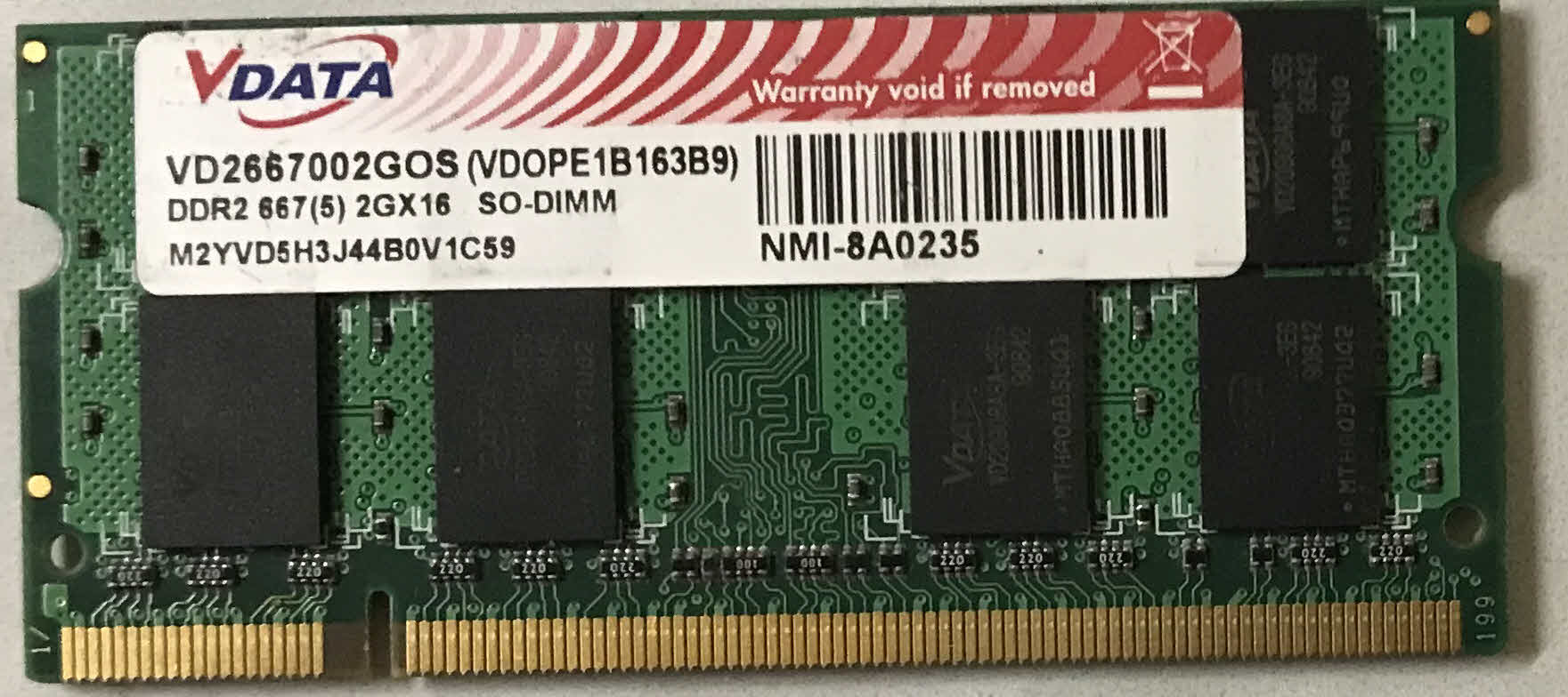 2GB 2Rx8 PC2-5300S Vdata