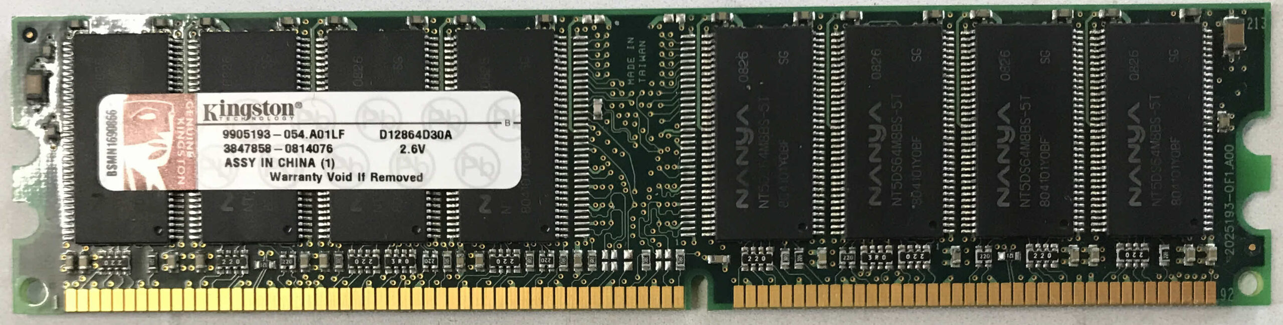Kingston 1GB PC3200U 400MHz 184pins