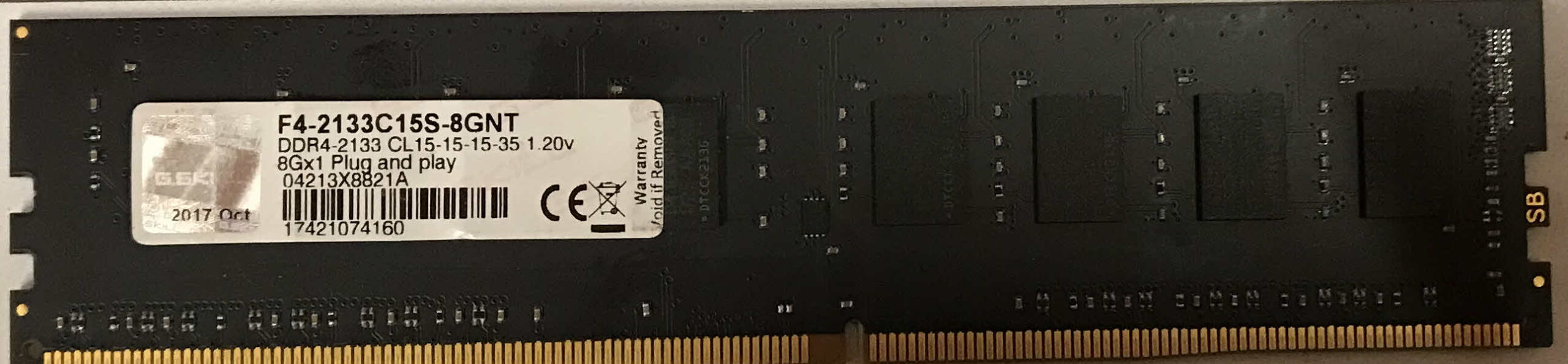 G.Skill 8GB 1Rx8 PC4-2133